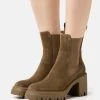 Pier One Leather - High Heeled Ankle Boots - Khaki -Shoe Style Sales 10d4c9e105d64d04a37d36749ce2db19