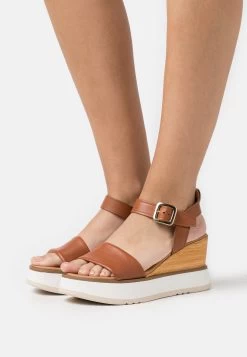 Pier One Leather - Platform Sandals - Cognac