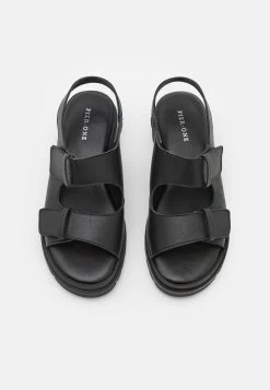 Pier One Leather- Sandals - Black -Shoe Style Sales 416cf047752b46fead206d52841da020