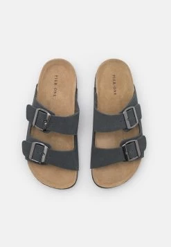Pier One Leather Unisex - Slippers - Dark Grey -Shoe Style Sales 8b654ec462244e0499e82e9205e49532