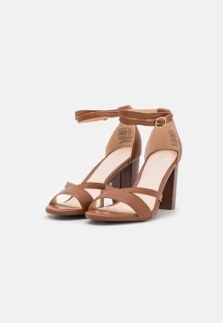 Pier One Leather - High Heeled Sandals - Cognac -Shoe Style Sales 9e82db66f2564588b21964fb5ff4fc0e
